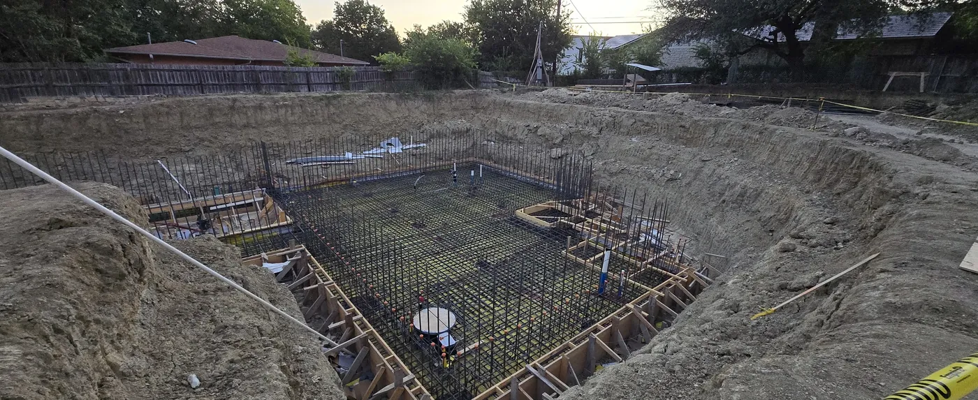 Completed concrete foundation in Austin